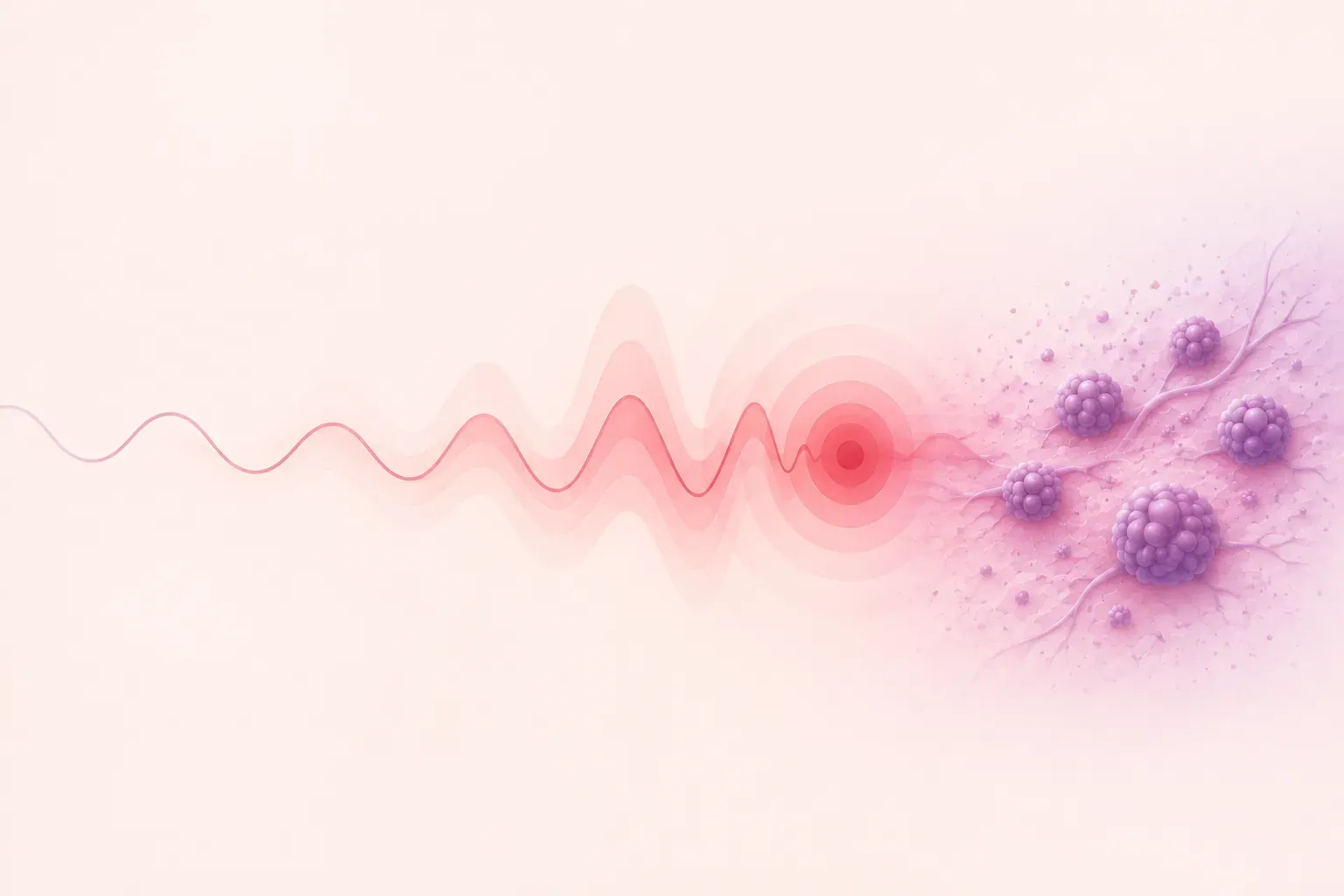 Minimal medical illustration of a red pain wave and pelvic discomfort, representing severe period pain and possible endometriosis.