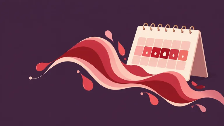 Minimal vector illustration of menstrual flow and prolonged bleeding tracked on a calendar.